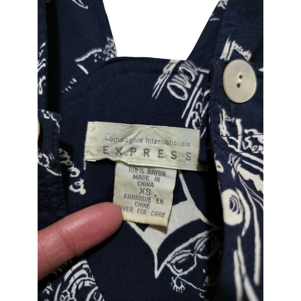 Vintage 90's Y2K Express Women's Navy Blue Paris French Theme Romper Size XS - Picture 9 of 10